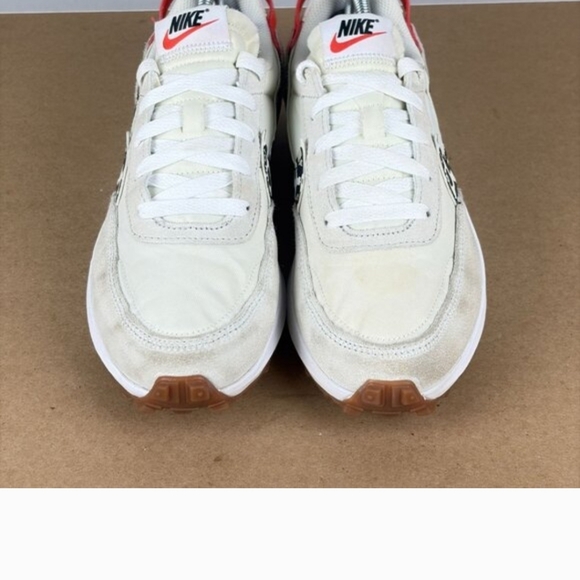 Nike Waffle Debut White Leopard Swoosh Athletic Shoes Womens 8.5 Black Orange - Picture 2 of 9